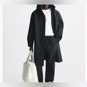 Zara Men's Black Hooded Coat